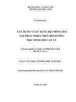 Xây dựng và sử dụng hệ thống bài tập chương Động lực học chất điểm trong bồi dưỡng học sinh giỏi Vật lí 10  THPT