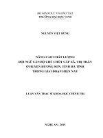 Nâng cao chất lượng đội ngũ cán bộ chủ chốt cấp xã, thị trấn ở huyện Hương Sơn, tỉnh Hà Tĩnh trong giai đoạn hiện nay
