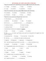 Đề thi học kì 2 môn Anh lớp 10 có đáp án năm 2014 (P3)