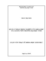 Quản lý hoạt động nghiên cứu khoa học của giảng viên trường Đại học Vinh