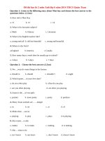 Đề thi học kì 2 lớp 6 môn tiếng Anh năm 2014 - THCS Quán Toan