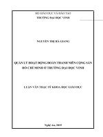 Quản lí hoạt động Đoàn thanh niên Cộng sản Hồ Chí Minh ở trường Đại học Vinh