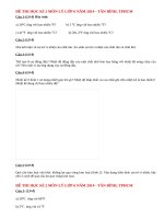 Đề thi học kì 2 lớp 6 môn Vật Lý năm 2014 Quận Tân Bình