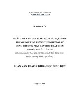 Phát triển tư duy sáng tạo cho học sinh trung học phổ thông theo hướng sử dụng phương pháp dạy học phát hiện và giải quyết vấn đề