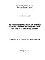 Bồi dưỡng năng lực phát hiện và giải quyết vấn đề cho học sinh thông qua dạy học bài tập chương Sóng cơ và sóng âm Vật lí 12 THPT