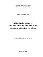 Hoàn thiện quản lý thu bảo hiểm xã hội bắt buộc trên địa bàn tỉnh Nghệ An