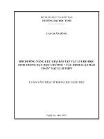 Bồi dưỡng năng lực giải bài tập Vật lí cho học sinh trong dạy học chương các định luật bảo toàn Vật lí 10 THPT