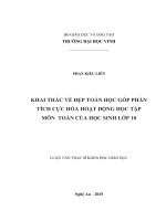 Khai thác vẻ đẹp toán học góp phần tích cực hóa hoạt động học tập môn Toán của học sinh lớp 10