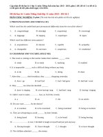 Đề thi học kì 1 lớp 11 môn Tiếng Anh năm 2013 (P1)