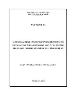 Một số giải pháp ứng dụng công nghệ thông tin trong quản lý hoạt động dạy học các trường trung học cơ sở huyện Diễn Châu, tỉnh Nghệ An