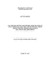 Các phương hướng giúp đỡ học sinh yếu kém về toán thông qua dạy học chủ đề phương trình trong chương trình cơ bản lớp 10 bậc trung học phổ thông