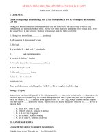 Đề thi học kì 2 lớp 7 môn tiếng Anh năm 2014 (p1)