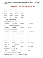 Đề thi học kì 1 lớp 7 môn tiếng Anh năm 2013 (Phần 2)