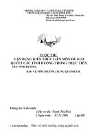 bài thi vận dụng kiến thức liên môn của hs THCS-bảo vệ môi trường