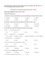 Đề thi học kì 1 môn Tiếng Ạnh lớp 10 năm 2013 (phần 1)