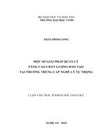 Một số giải pháp quản lý nâng cao chất lượng đào tạo tại trường trung cấp nghề Lý Tự Trọng