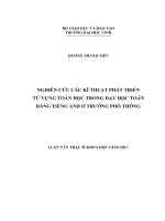 Nghiên cứu các kĩ thuật phát triển từ vựng toán học trong dạy học toán bằng tiếng Anh ở trường phổ thông