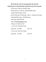 Bài viết dự thi: Cuộc thi Vận dụng kiến thức liên môn để giải quyết các tình huống thực tiễn dành cho học sinh trung học