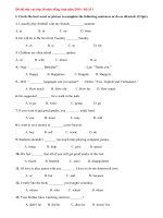 Đề thi thử vào lớp 10 môn Tiếng Anh năm 2014 (P1)