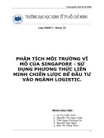 PHÂN TÍCH MÔI TRƯỜNG VĨ MÔ CỦA SINGAPORE - SỬDỤNG PHƯƠNG THỨC LIÊN MINH CHIẾN LƯỢC ĐỂ ĐẦU TƯ VÀO NGÀNH LOGISTIC.
