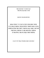 Khai thác và tập luyện cho học sinh các hoạt động nhằm phát triển khả năng chiếm lĩnh tri thức trong dạy chủ đề phương trình và hệ phương trình ở trường Trung học phổ thông