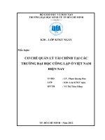 CƠ CHẾ QUẢN LÝ TÀI CHÍNH TẠI CÁC TRƯỜNG ĐẠI HỌC CÔNG LẬP Ở VIỆT NAMTRƯỜNG ĐẠI HỌC CÔNG LẬP Ở VIỆT NAM HIỆN NAY HIỆN NAY