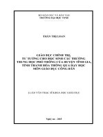 Giáo dục chính trị, tư tưởng cho học sinh các trường trung học phổ thông của huyện Tĩnh Gia, tỉnh Thanh Hóa thông qua dạy học môn Giáo dục công dân