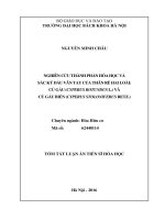 Nghiên cứu thành phần hóa học và các sắc ký dấu vân tay của thân rễ hai loài : củ gấu ( Cyperus rotundus L.) và củ gấu biển ( Cyperus stoloniferus Retz.)