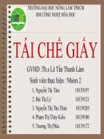 TÁI CHẾ GIẤY, BỘ MÔN CÔNG NGHỆ HÓA HỌC