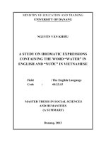A study on idiomatic expressions containing the word water in english and nước in vietnamese