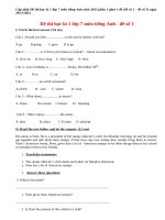 Đề thi học kì 1 lớp 7 môn tiếng Anh năm 2013 (P1)