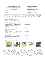 ĐỀ KIỂM TRA học kỳ 1 tiếng anh lớp 5 