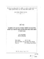 Nghiên cứu quản lý phát triển tài nguyên sinh vật trong một số hệ sinh thái tiêu biểu ở việt nam
