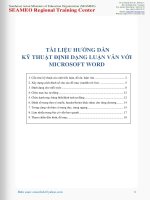 TÀI LIỆU HƯỚNG DẪN KỸ THUẬT ĐỊNH DẠNG LUẬN VĂNVỚI MCROSOFT WORD
