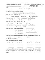ĐỀ KIỂM TRA CUỐI học kì i môn toán lớp 2 