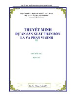 Báo cáo tư vấn lập dự án đầu tư nhà máy sản xuất phân bón và vi sinh 
