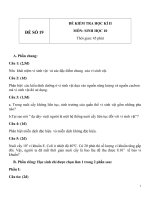 Đề kiểm tra học kỳ 2 môn sinh học lớp 10 đề số 18 