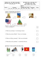 ĐỀ KIỂM TRA CUỐI học kỳ i TIẾNG ANH lớp 4 