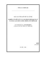 Nghiên cứu đề xuất các giải pháp nhằm quản lý và nâng cao chất lượng thông tin thống kê