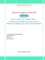 Báo cáo lập dự án đầu tư chiều sâu và nâng cao công suất của máy động cơ diesel và động cơ cỡ nhỏ 