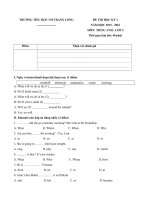 ĐỀ THI học kỳ 1 tiếng anh lớp 5 