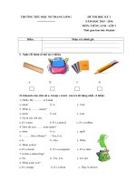 ĐỀ THI học kỳ 1 tiếng anh lớp 3 