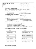 ĐỀ KIỂM TRA CUỐI kỳ i  khoa học lớp 4 