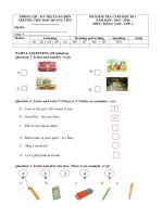 ĐỀ KIỂM TRA CUỐI học kì i TIẾNG ANH lớp 3 