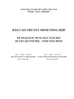 BÁO CÁO THUYẾT MINH TỔNG HỢP  KẾ HOẠCH SỬ DỤNG ĐẤT NĂM 2015 HUYỆN QUỲNH PHỤ  TỈNH THÁI BÌNH