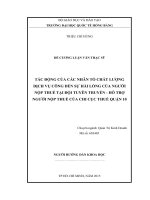 TÁC ĐỘNG CỦA CÁC NHÂN TỐ CHẤT LƯỢNG DỊCH VỤ CÔNG ĐẾN SỰ HÀI LÒNG CỦA NGƯỜI NỘP THUẾ TẠI ĐỘI TUYÊN TRUYỀN  HỖ TRỢ NGƯỜI NỘP THUẾ CỦA CHI CỤC THUẾ QUẬN 10