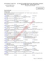 Đáp án đề thi tốt nghiệp môn hóa hệ GDTX năm 2013 mã đề 958
