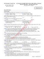 Đáp án đề thi tốt nghiệp môn sinh hệ GDTX năm 2013 mã đề 329