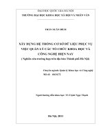 Xây dựng hệ thống cơ sở dữ liệu phục vụ việc quản lý các tổ chức khoa học và công nghệ hiện nay (nghiên cứu trường hợp trên địa bàn thành phố hà nội)