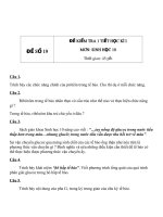 Đề KT 1 tiết HK1 sinh học 10   đề số 19 